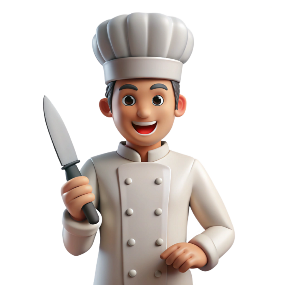 magnificent traditional Chef in uniform with knife, original png