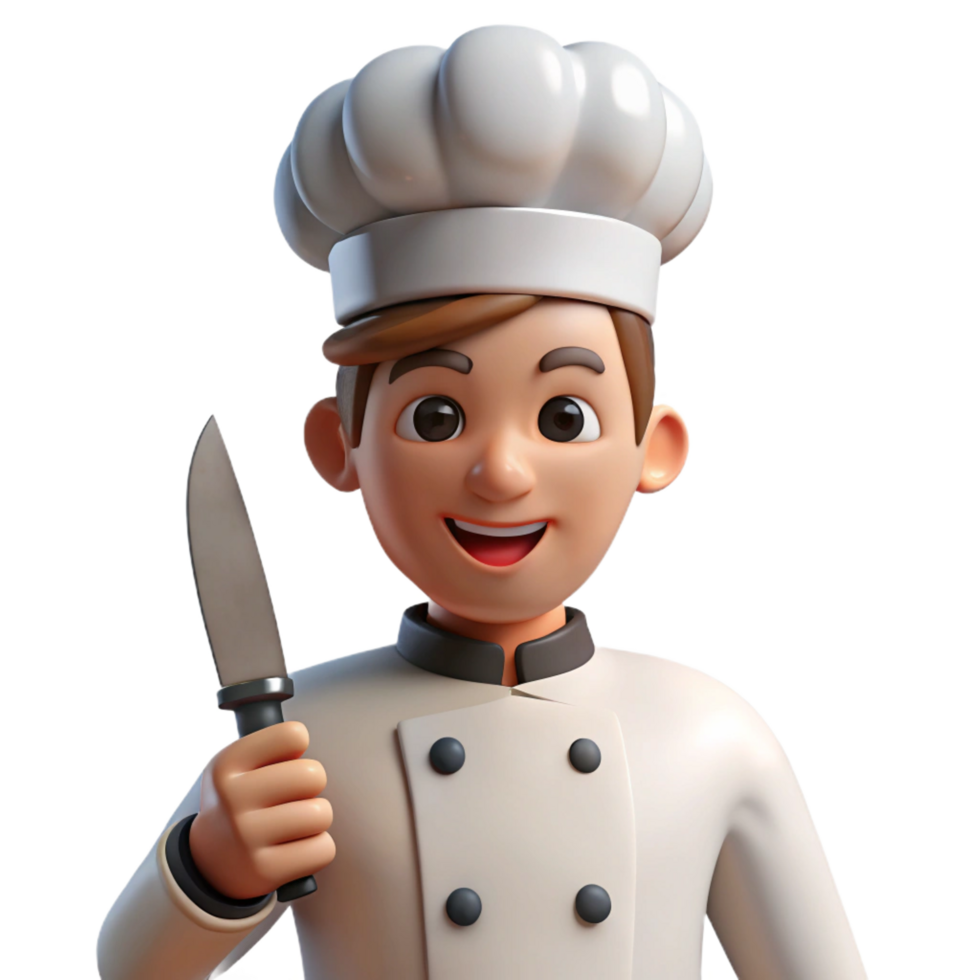 beautiful rustic Chef in uniform with knife, genuine png