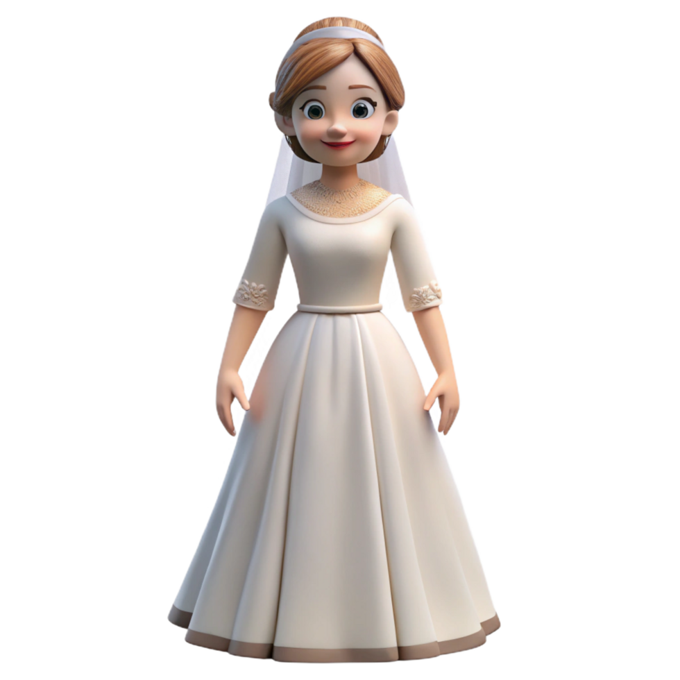magnificent modern Bride in white wedding dress, premium png
