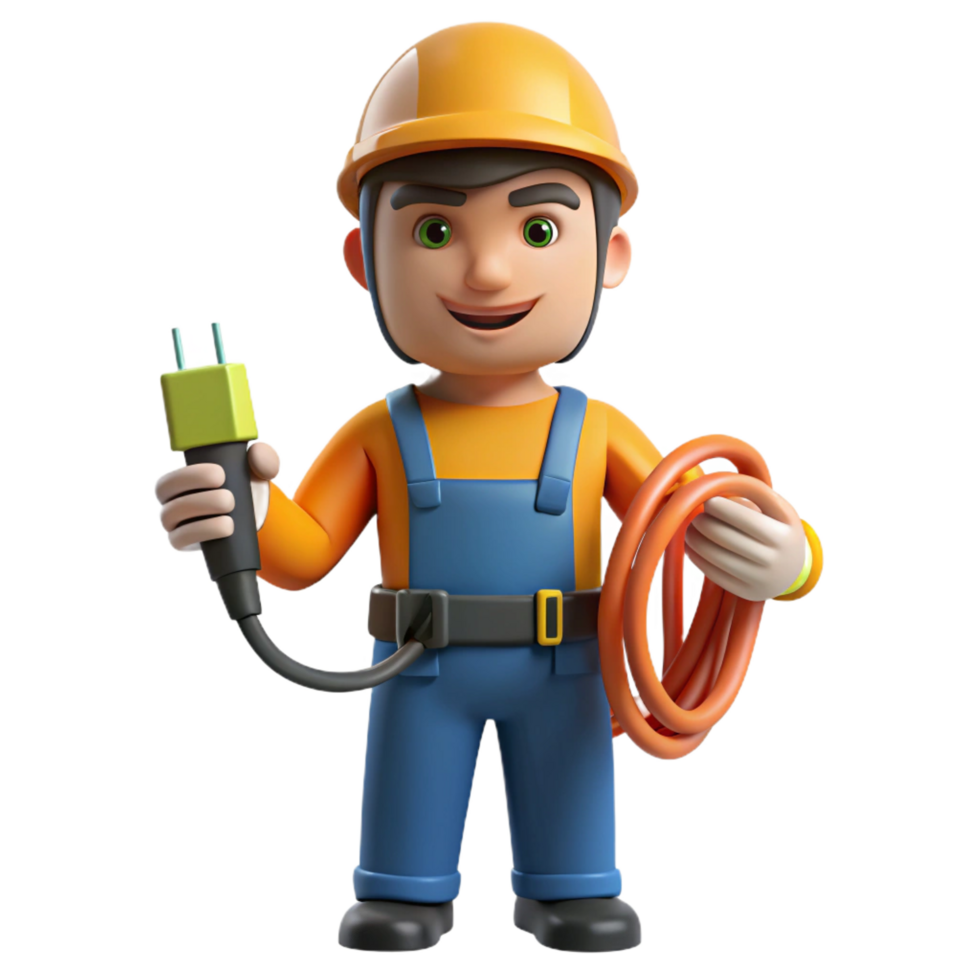 dramatic classic Electrician with wires, high quality png
