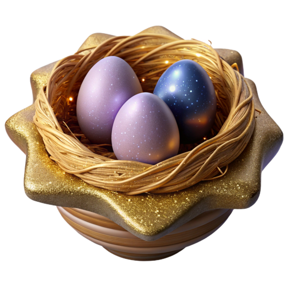 extraordinary abstract Single Bird Nest with Eggs Top View Isolated Element png
