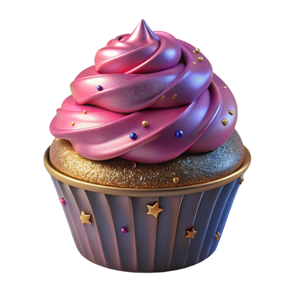 extraordinary rustic Single Birthday Cupcake with Pink Frosting Transparent professional png