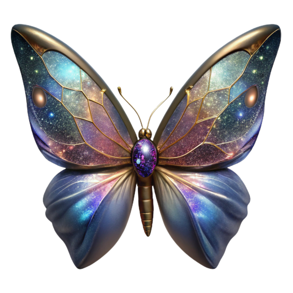 magnificent artistic Single Butterfly Wings Spread Transparent Background png