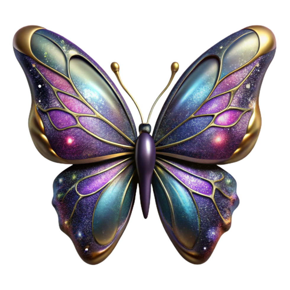 vibrant creative Single Butterfly with Iridescent Wings Cutout png