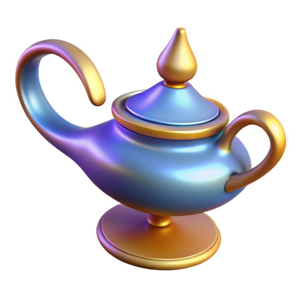 serene modern A magic lamp, genie lamp authentic png