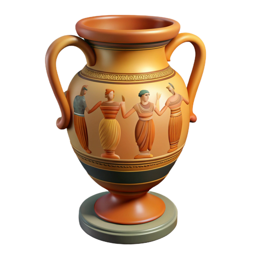 vibrant abstract An ancient Greek vase, decorated with mythological figures high resolution png