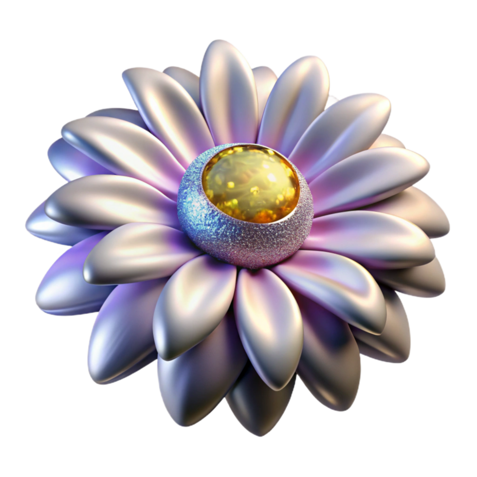 impressive classic Single Daisy Front View Isolated on Transparent Background detailed png
