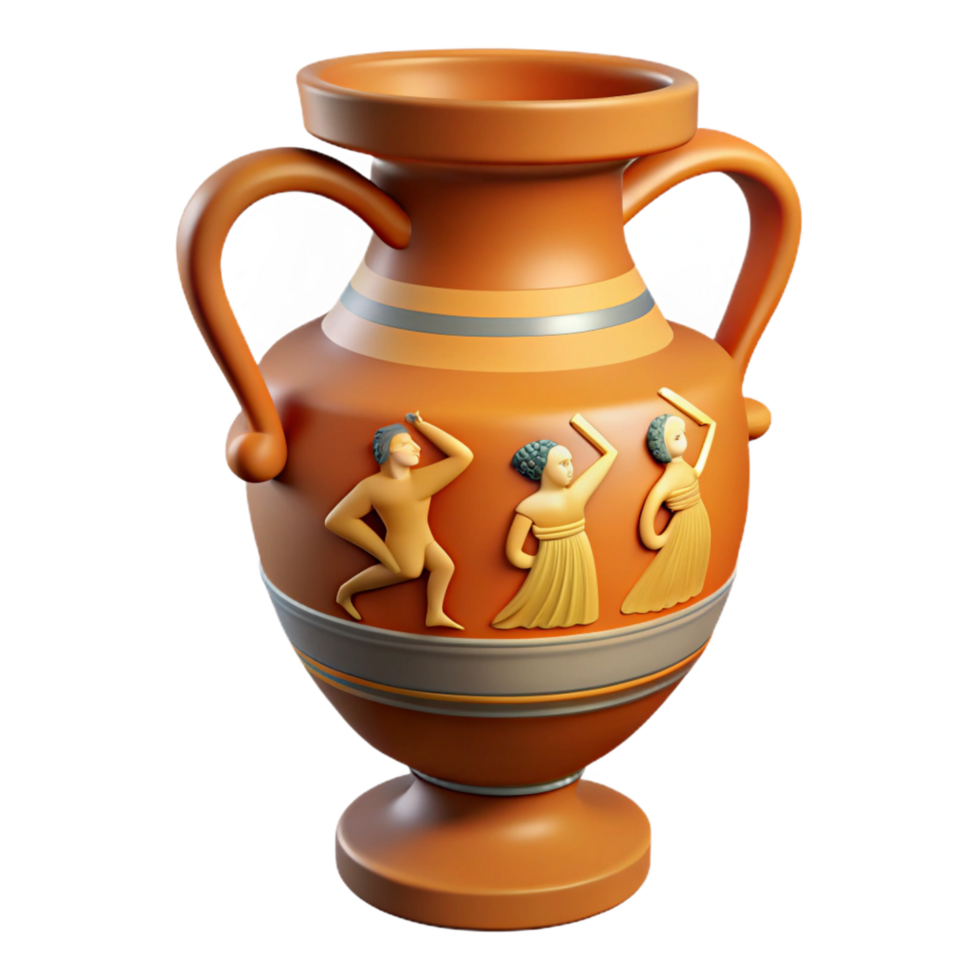impressive minimalist An ancient Greek vase, decorated with mythological figures professional png