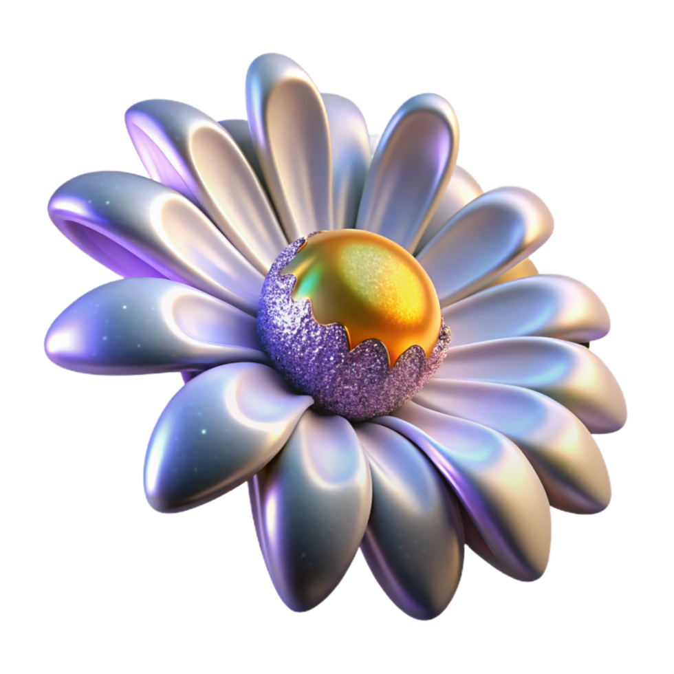 vibrant minimalist Single Daisy Side View Isolated on Transparent Background png