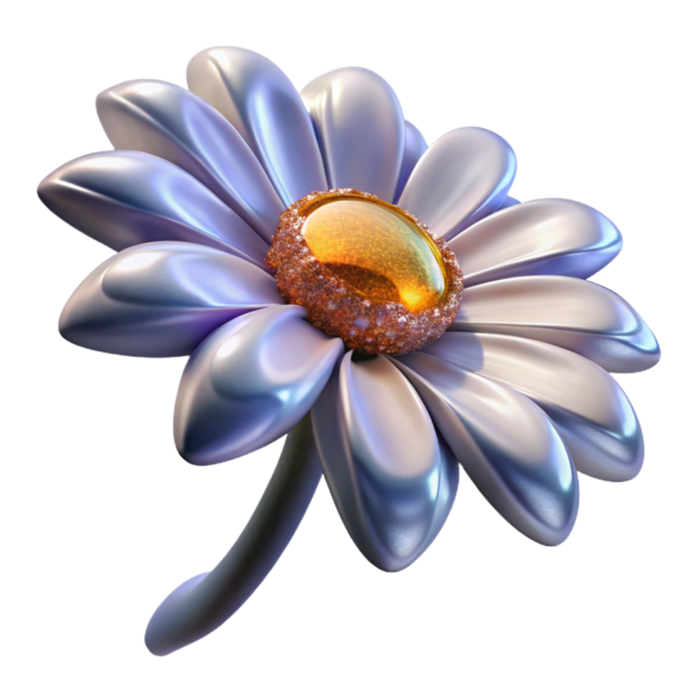 magnificent abstract Single Daisy Side View Isolated on Transparent Background premium png