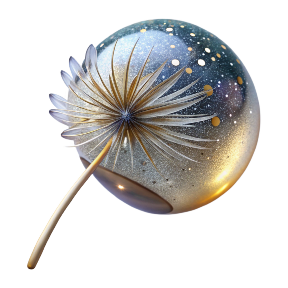 dramatic modern Single Dandelion Seed Floating Cutout Transparent Background high resolution png
