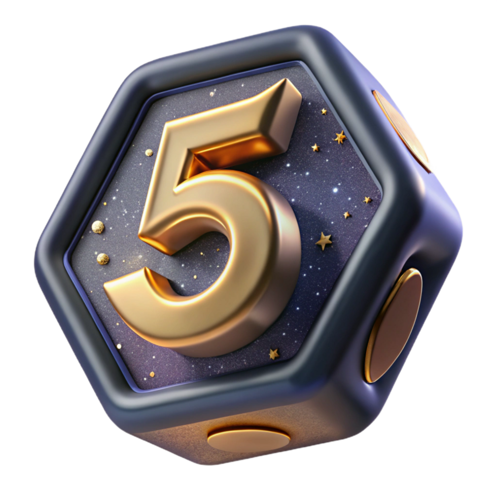 serene artistic Single Die Showing Five Cutout high quality png