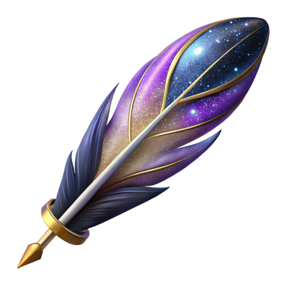 stunning abstract Single Feather Quill Pen Angled View Cutout genuine png