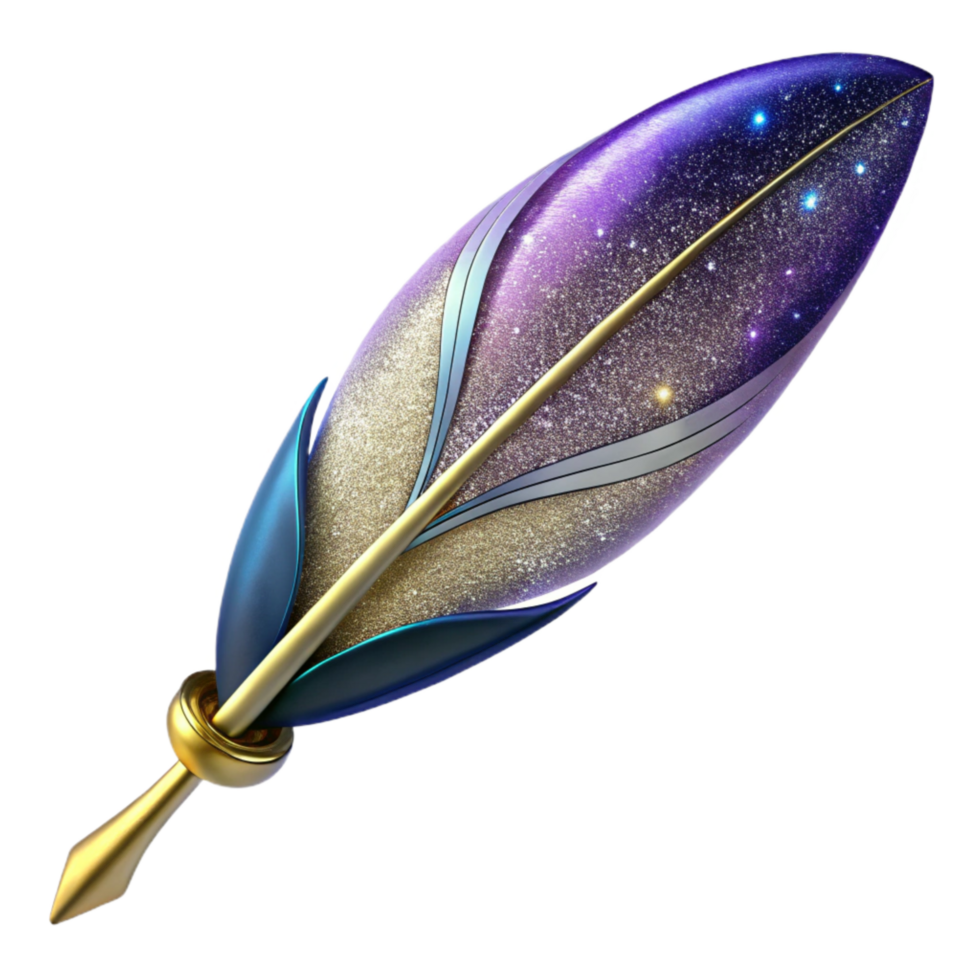 magnificent classic Single Feather Quill Pen Angled View Cutout genuine png