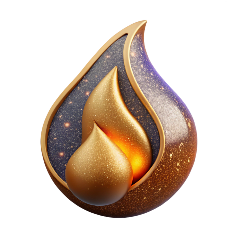 extraordinary artistic Single Flame Icon with Gradient Cutout genuine png