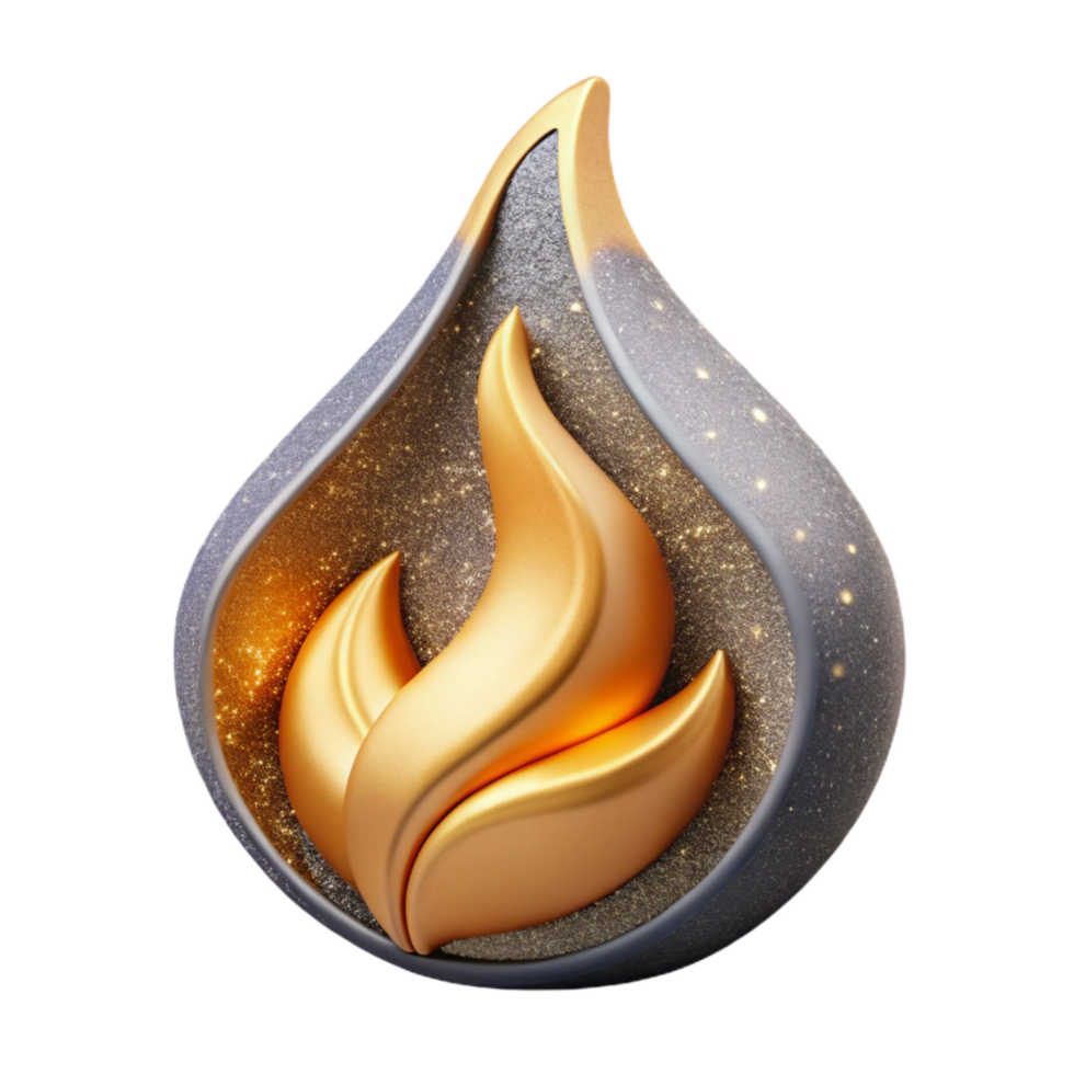 beautiful contemporary Single Flame Icon with Gradient Cutout professional png