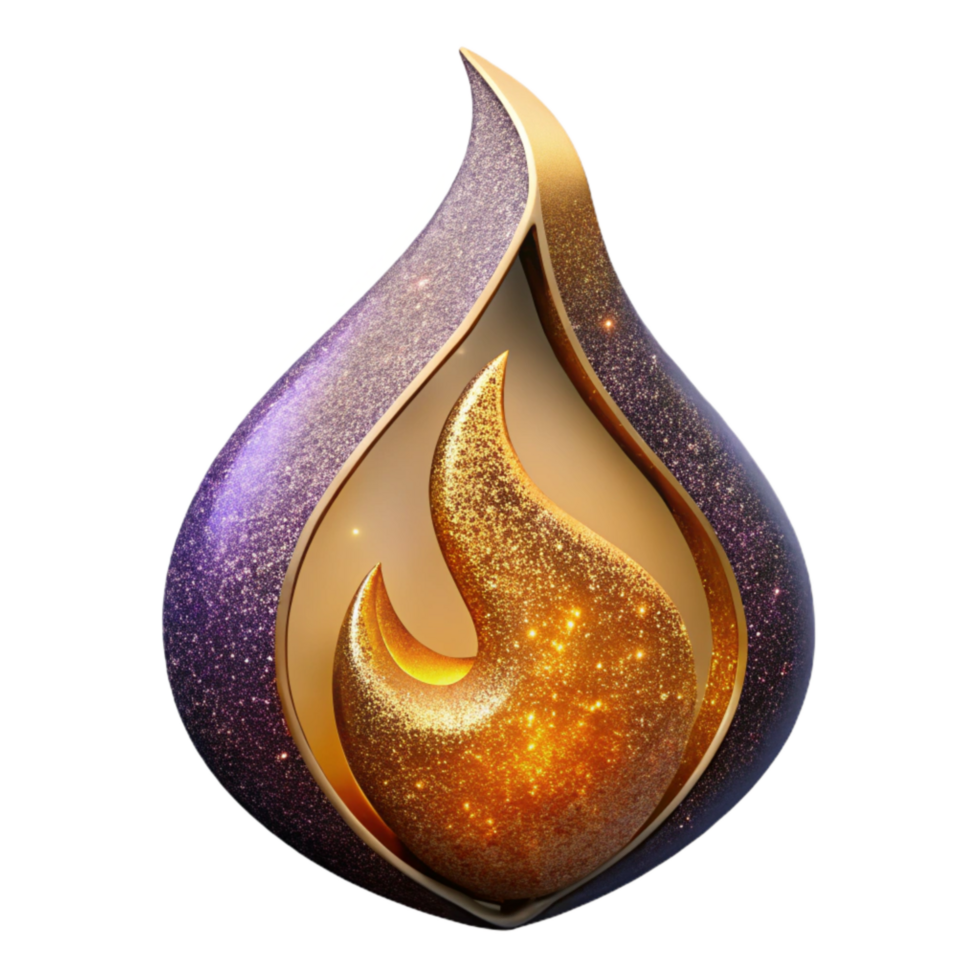 vibrant abstract Single Flame Symbol with Gradient and Texture Cutout high resolution png