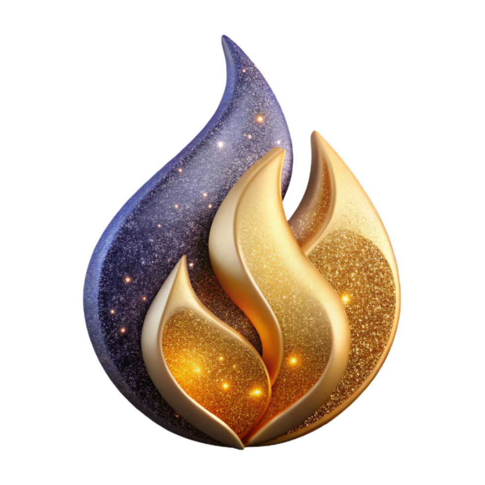 magnificent classic Single Flame Symbol with Gradient and Texture Cutout original png