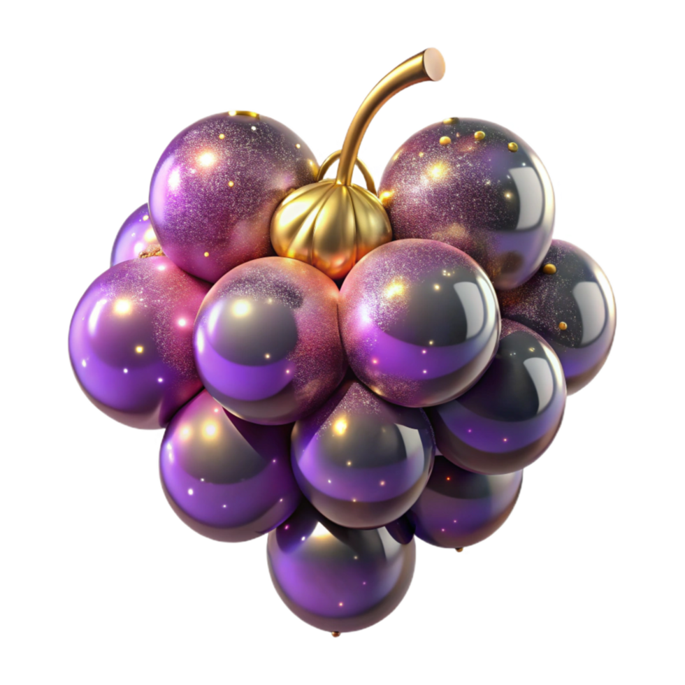 elegant minimalist Single Grape Bunch Hanging Down Cutout Transparent Background high quality png