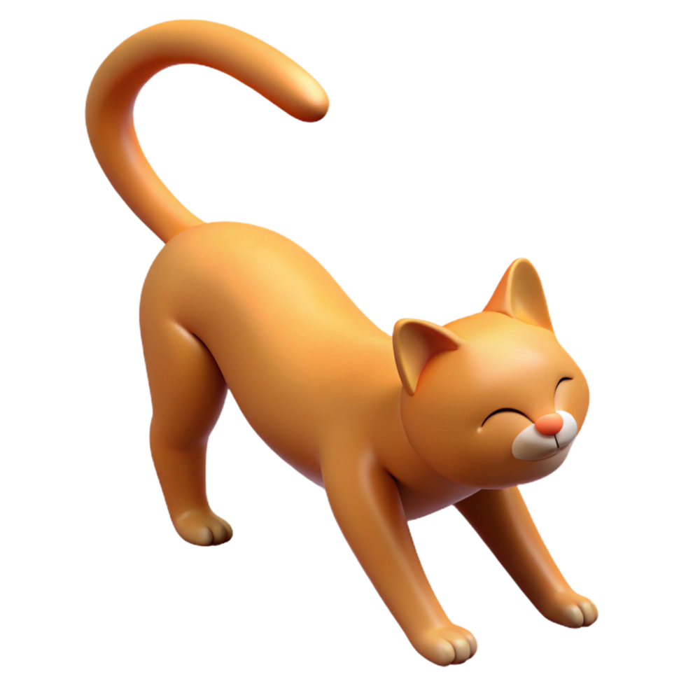 vibrant vintage A stretching cat extending its body original png