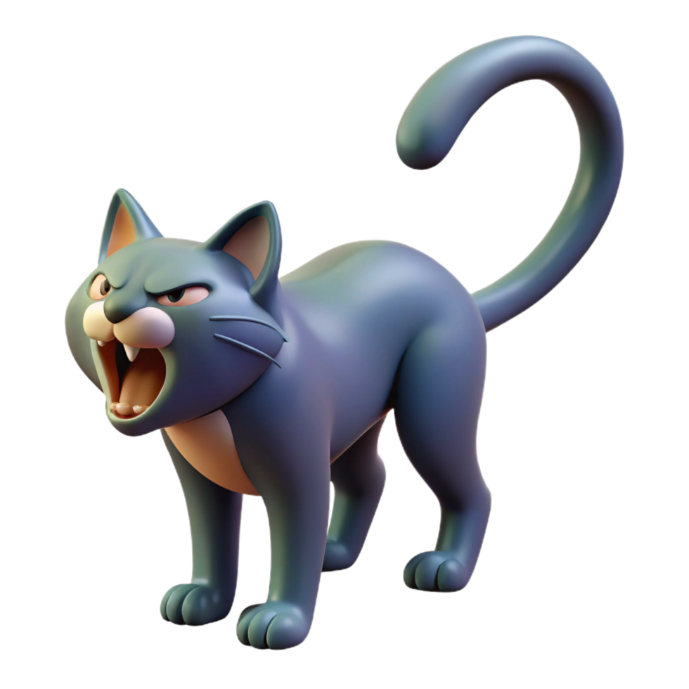 beautiful modern A hissing cat with arched back genuine png