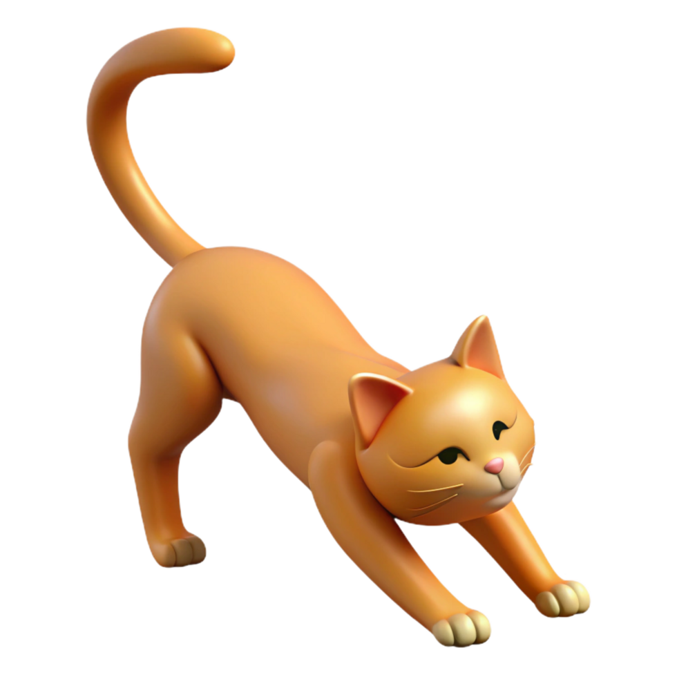 serene artistic A stretching cat extending its body genuine png