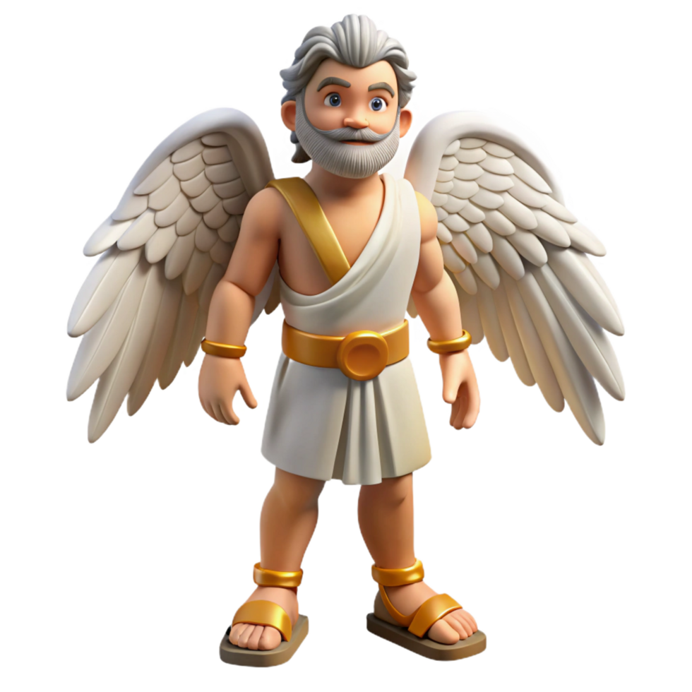 vibrant minimalist Hermes, Messenger God, with winged sandals, authentic png