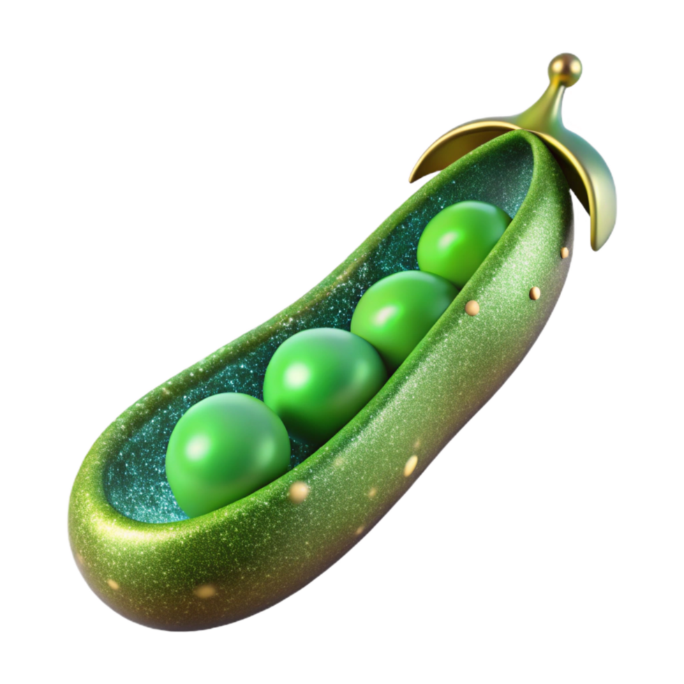 serene creative Single Green Pea Pod Isolated Element premium png