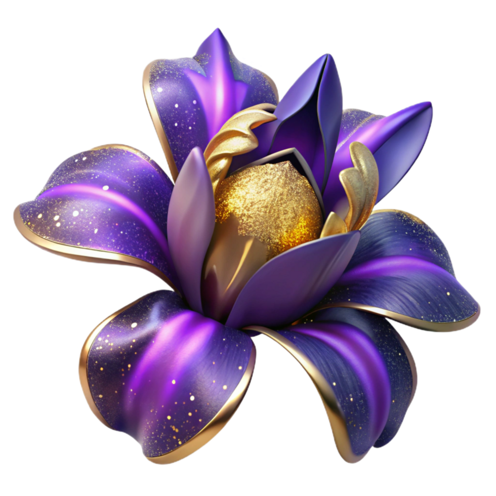 vibrant classic Single Iris Flower with Purple Petals Cutout high quality png