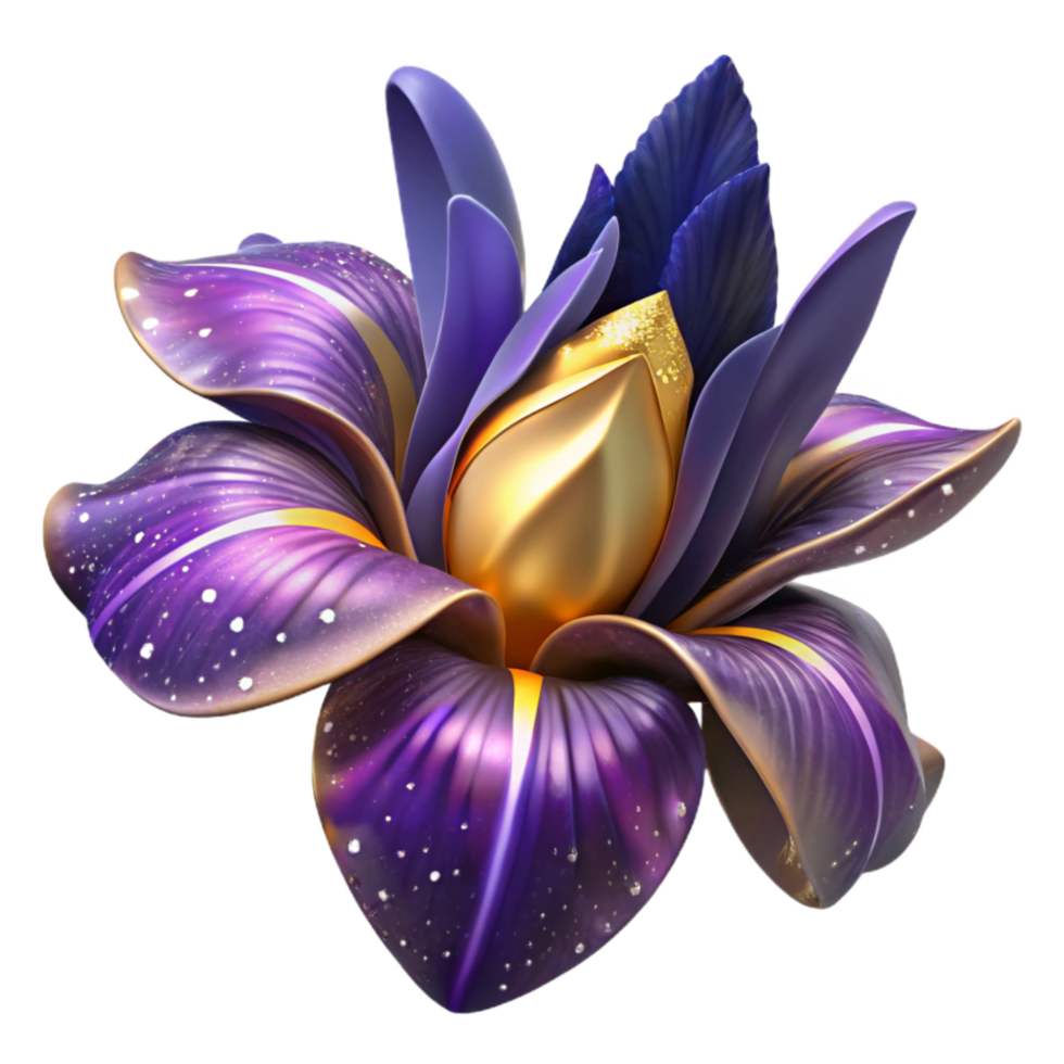 vibrant creative Single Iris Flower with Purple Petals Cutout original png