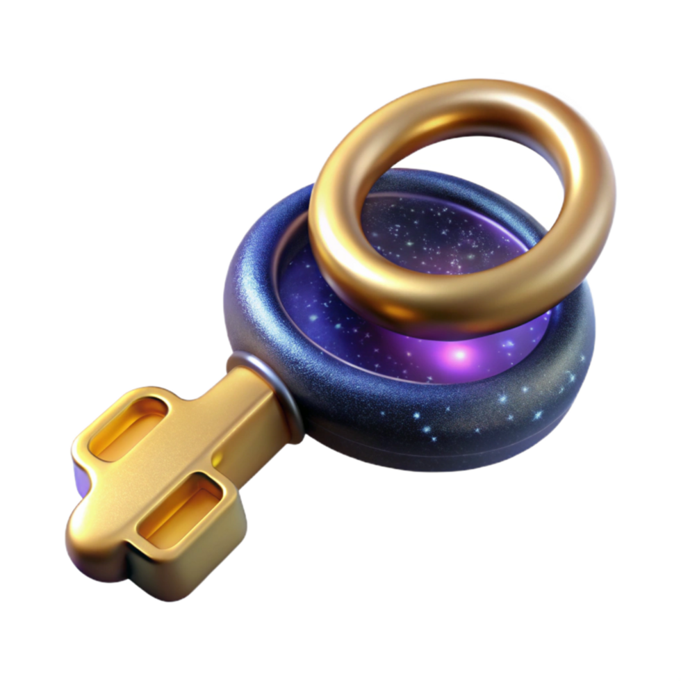 elegant traditional Single Key on a Ring Top View Isolated Element premium png