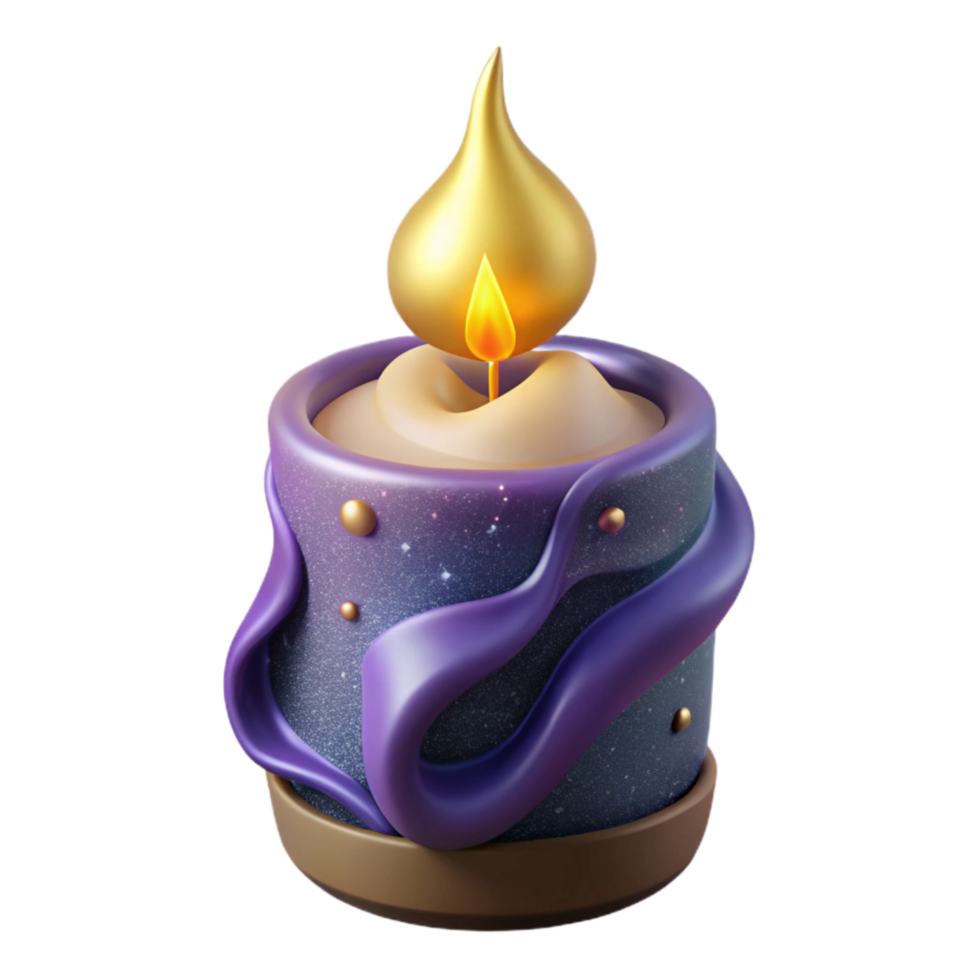 dramatic rustic Single Lit Candle with Soft Glow Isolated Element professional png
