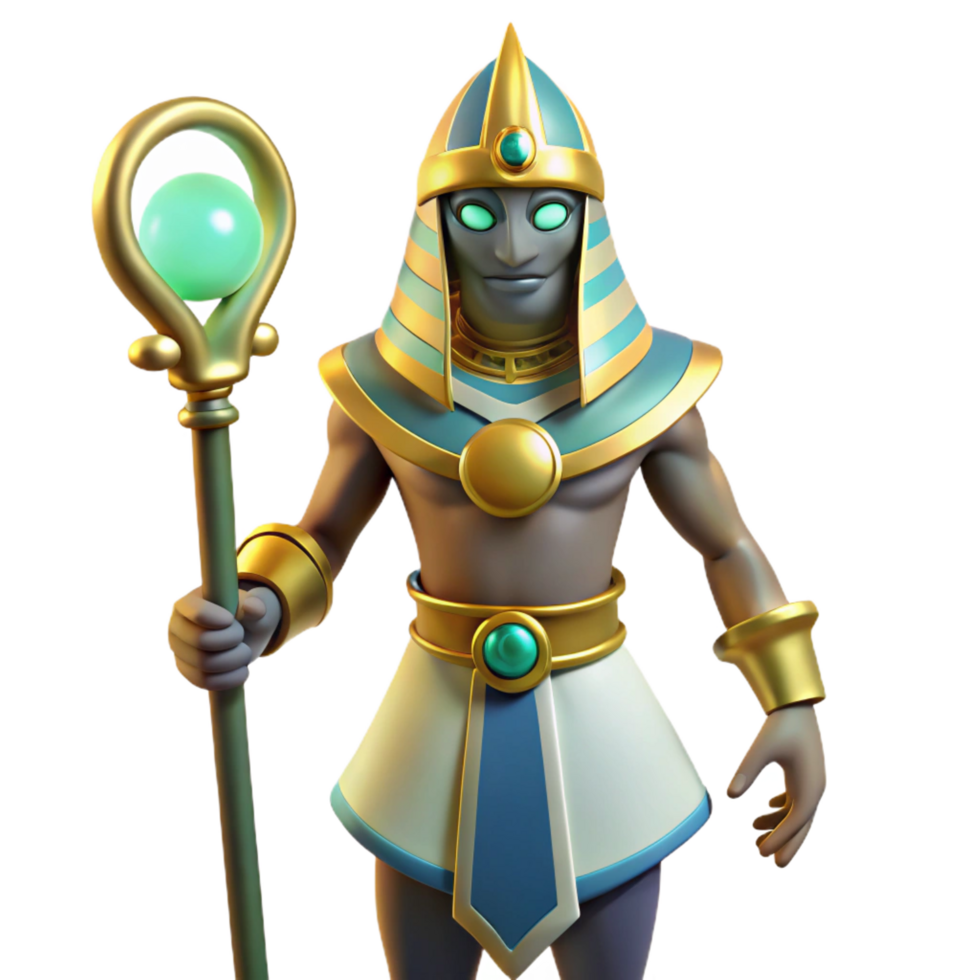 impressive modern Osiris, Egyptian god of the underworld, high quality png