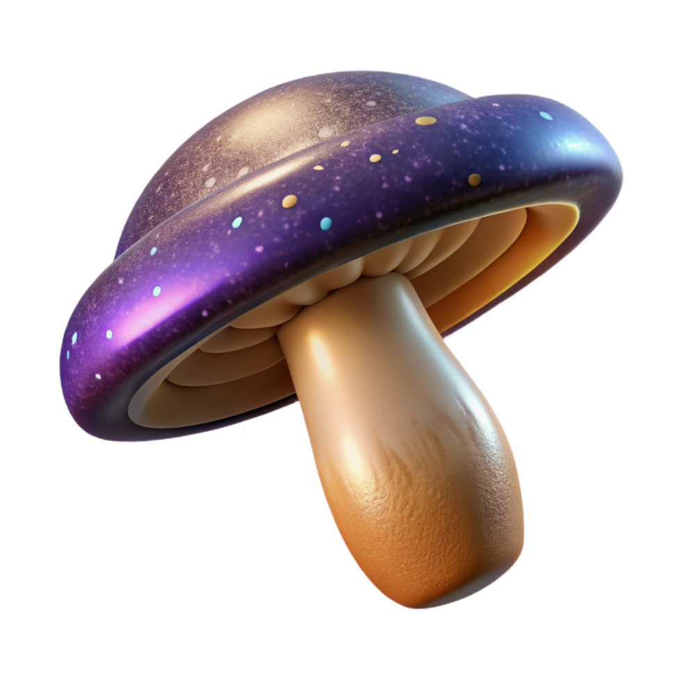 elegant abstract Single Mushroom Cap Top View Isolated high resolution png