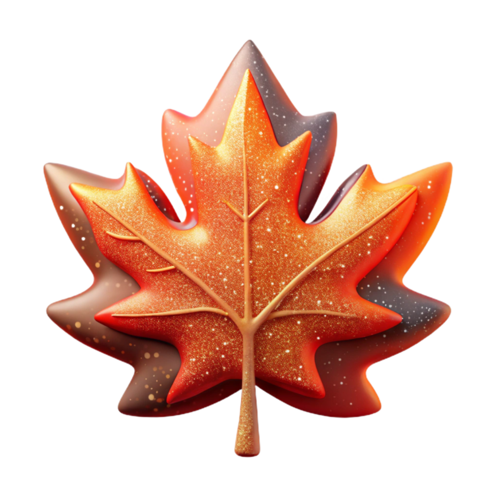 dramatic rustic Single Maple Leaf Cutout with Orange Red Color high quality png