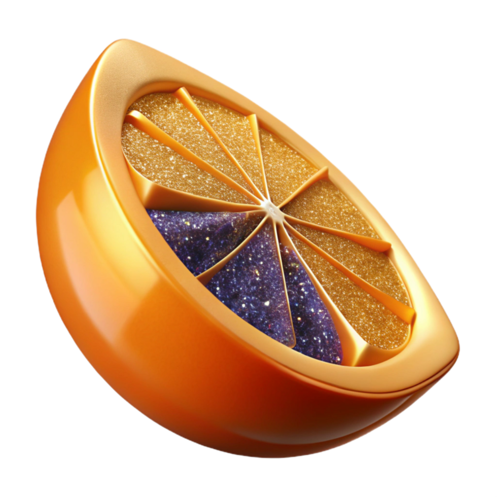 stunning abstract Single Orange Slice Front View Transparent Background png
