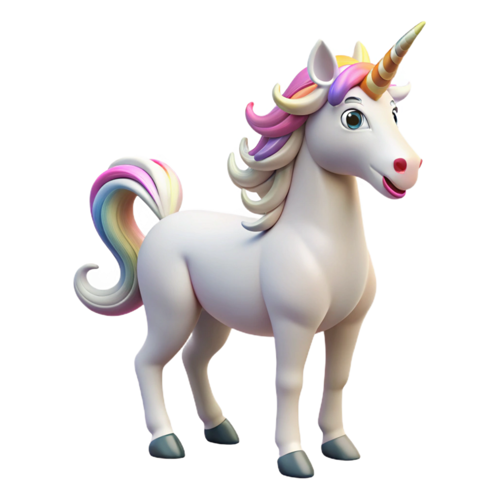 beautiful artistic A mythical unicorn, white coat, spiraling horn high quality png