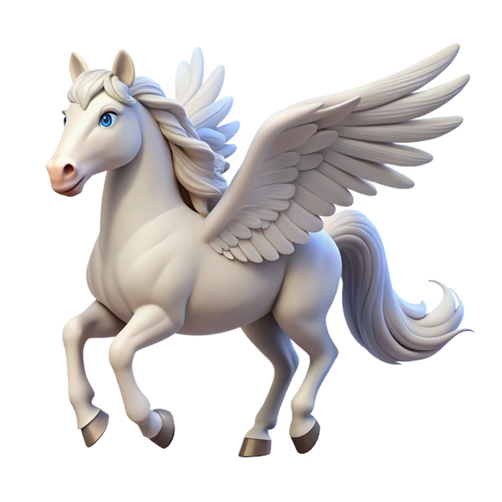 beautiful rustic A winged horse, white coat, flowing mane authentic png