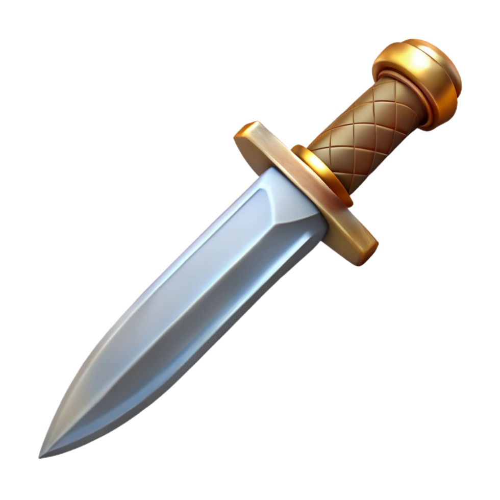 vibrant vintage A steel dagger, ornate handle, sharp blade authentic png