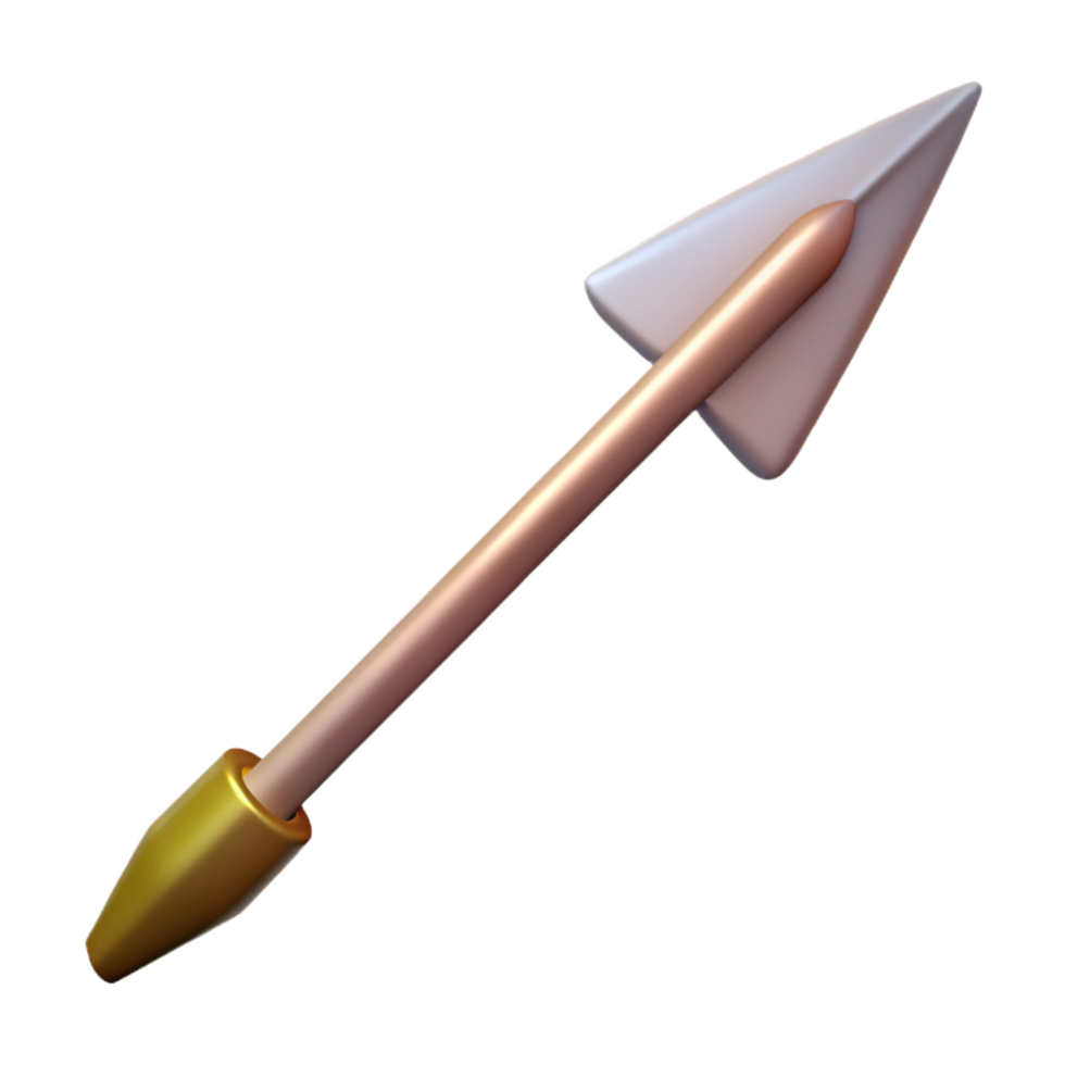elegant minimalist A single arrow, metal tip, fletching details premium png