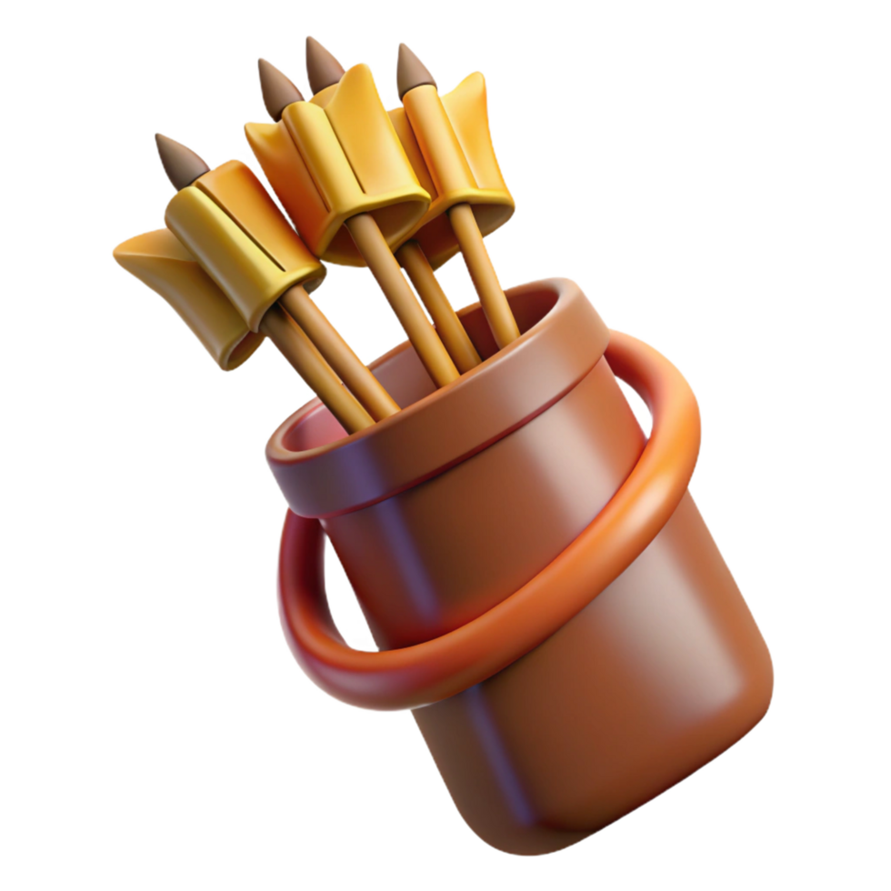 vibrant rustic A quiver full of arrows, fletching visible high quality png