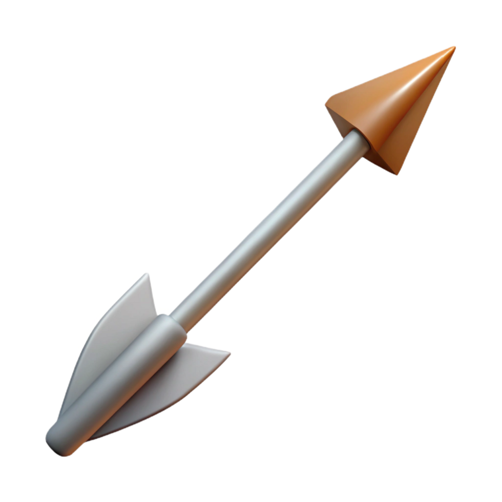 vibrant contemporary A single arrow, metal tip, fletching details high resolution png