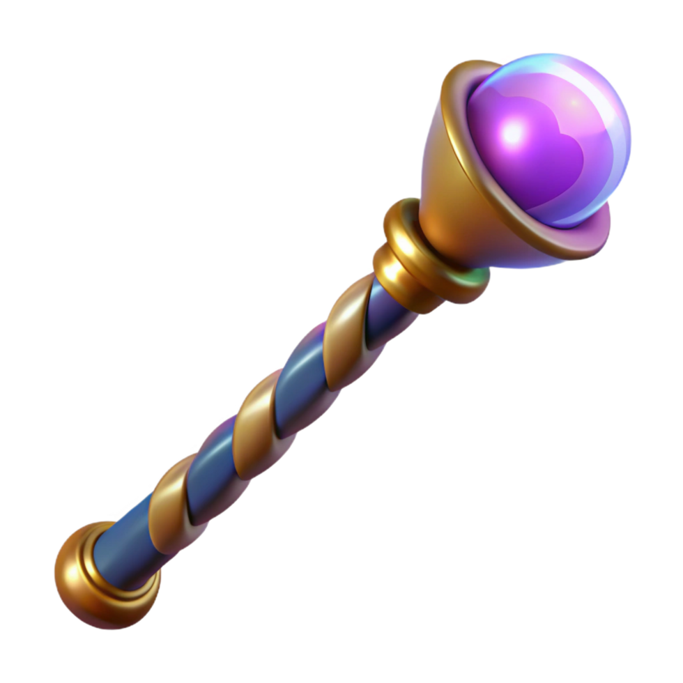 extraordinary modern A wand, glowing tip, intricate handle detailed png