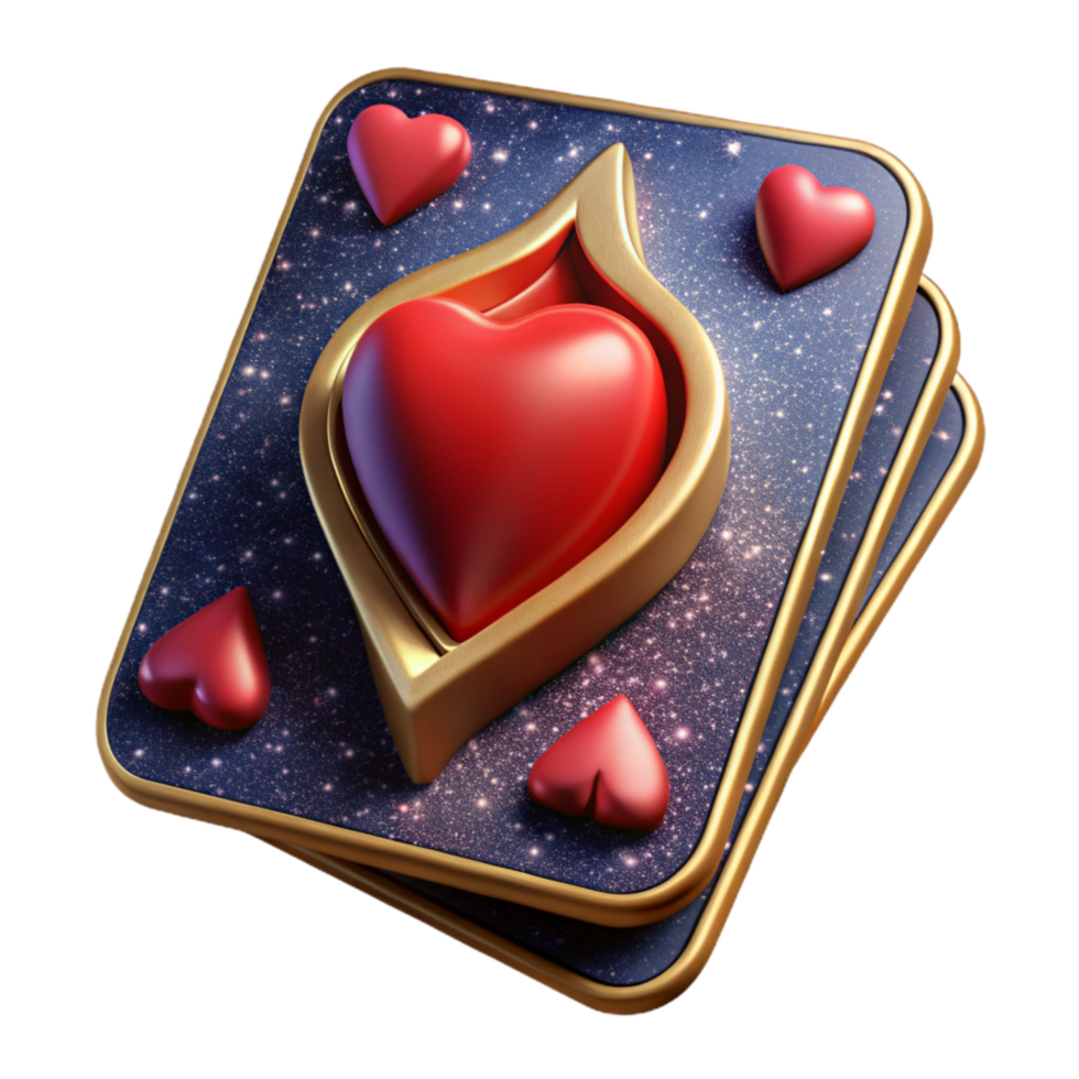 vibrant contemporary Single Playing Card Cutout with Red Heart Symbol detailed png