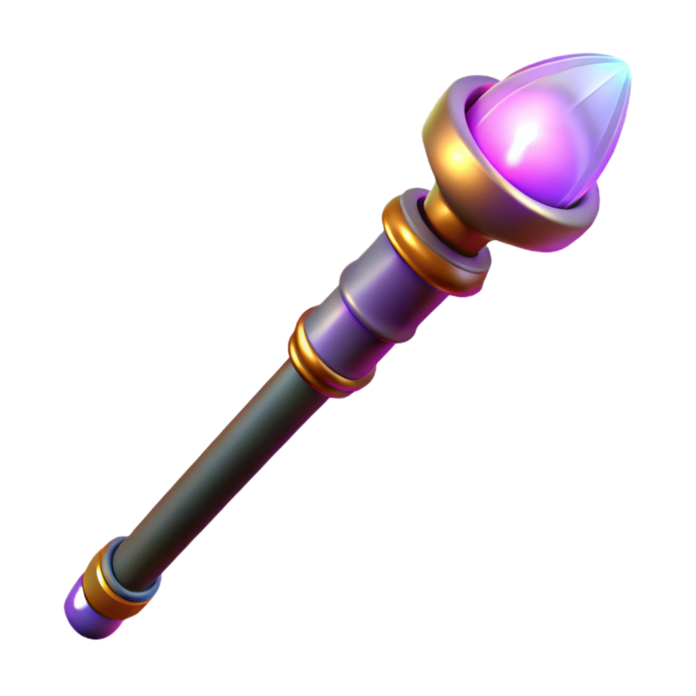 magnificent artistic A wand, glowing tip, intricate handle authentic png