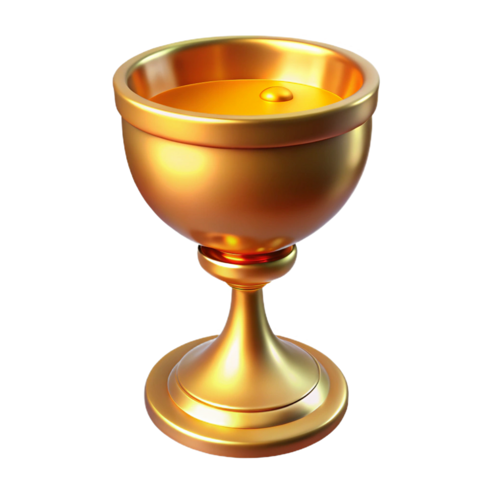 stunning artistic A chalice, golden, filled with a glowing liquid premium png