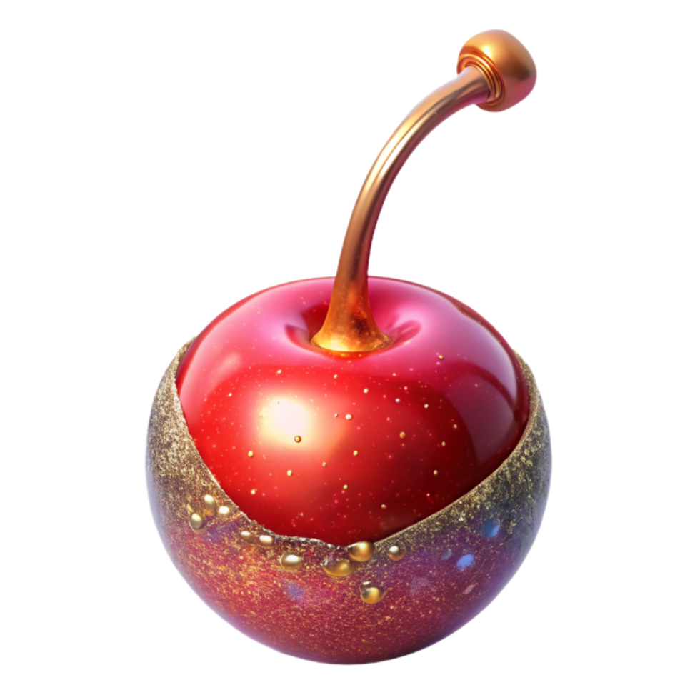 serene creative Single Red Cherry Front View Transparent Background high quality png