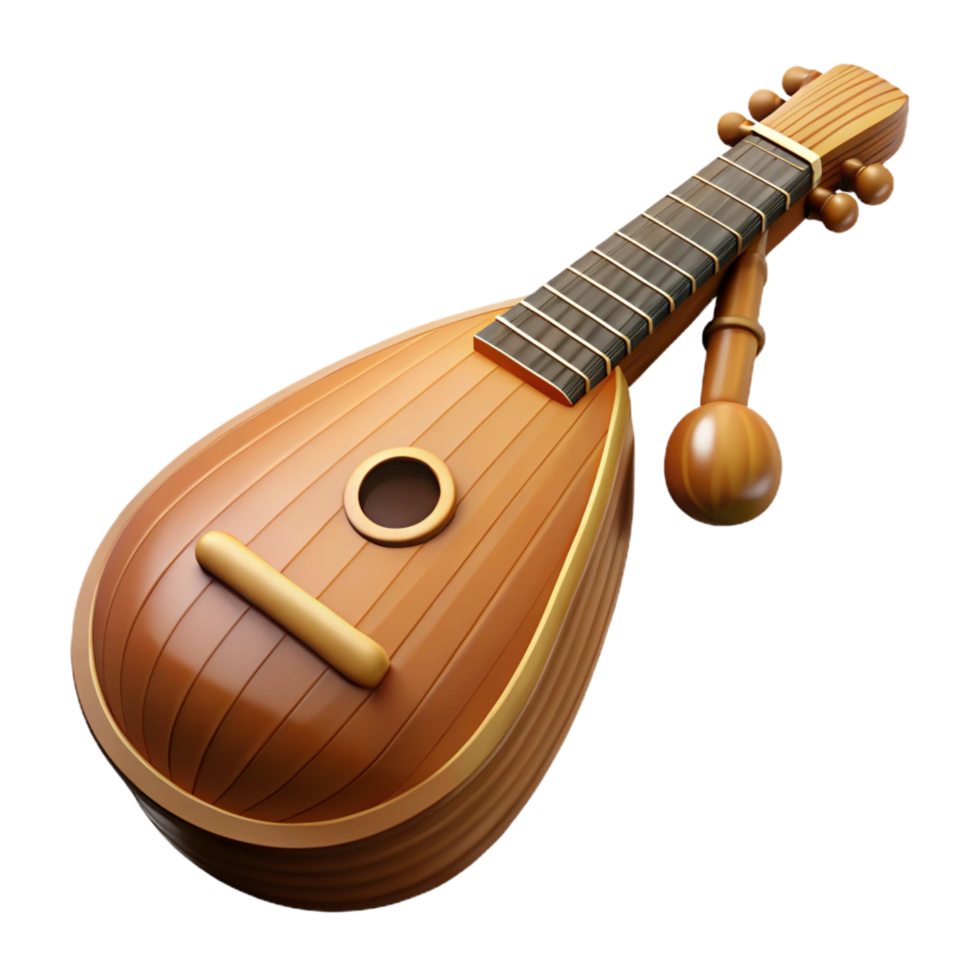 wonderful contemporary A lute, wooden, with strings high resolution png