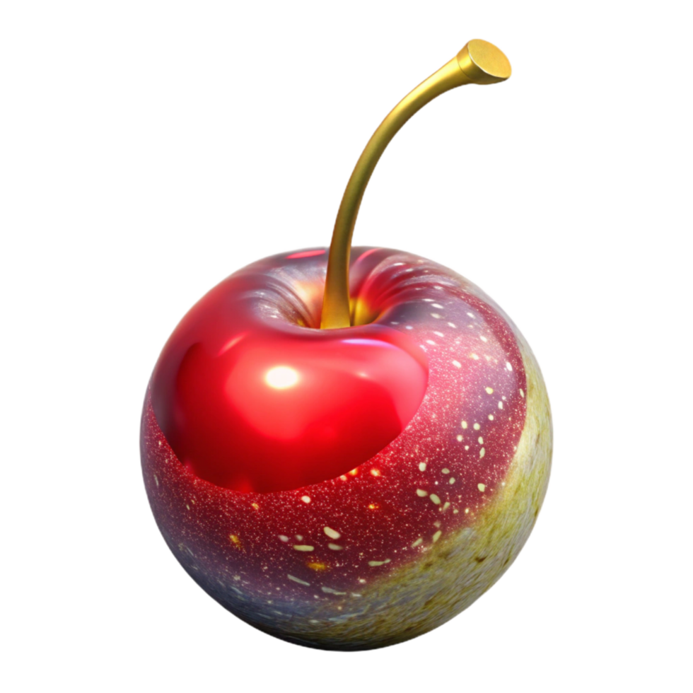 serene modern Single Red Cherry Front View Transparent Background high quality png