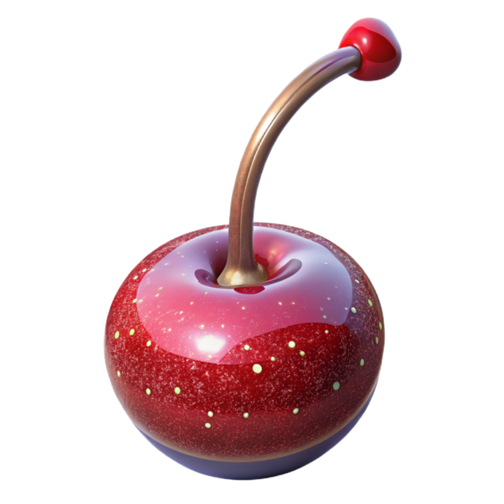 dramatic rustic Single Red Cherry Stem Up Cutout Transparent Background exclusive png